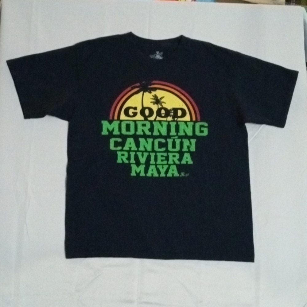 Pier 27  TShirt Good Morning Graphic Size L Navy Pre-owned